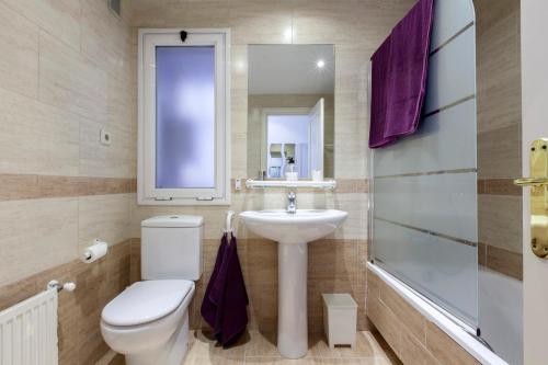 ein Bad mit einem WC und einem Waschbecken in der Unterkunft RASTRO in Madrid