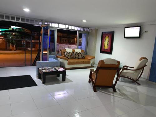 The lobby or reception area at Diamante Blue Hotel