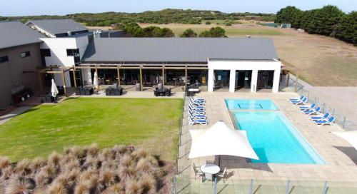 an aerial view of a resort with a swimming pool at Barwon Heads Resort in Barwon Heads