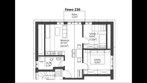 Půdorys ubytování Gästehaus und Fewo Lamm Garni