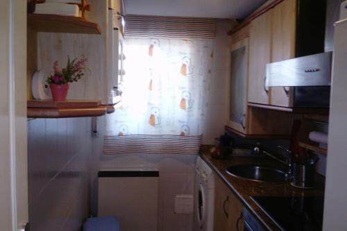 a small kitchen with a sink and a window at EL TRASTERO in Santa Marta de Tormes