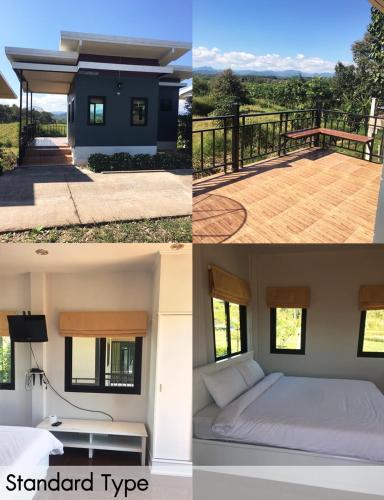 a collage of photos of a bedroom and a house at Thungchanghill Resort in Nan