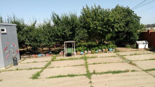 a garden with a green machine in a yard at Klever-ok in Nerubayskoye