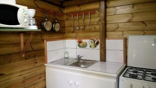 Kuchyň nebo kuchyňský kout v ubytování Insolite Arawakane Gîtes du Manial chalet