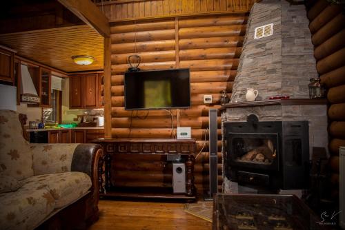 TV a/nebo společenská místnost v ubytování *2 bdr log house /mountains/Queen bed/fireplace