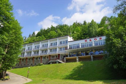 ヴィスワにあるOśrodek Wczasowy Kłosの木立の丘の上の建物