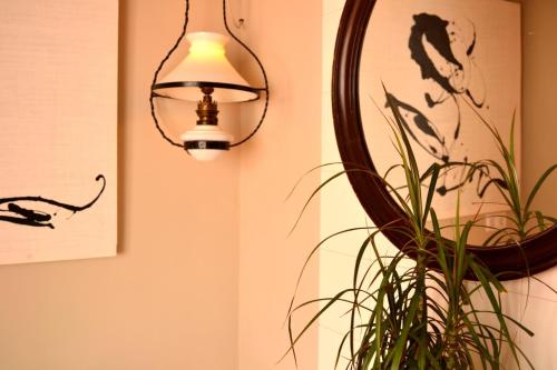 a lamp and a plant in a room at Marakasa B&B in Sant Antoni de Calonge