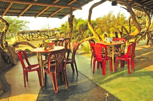 Grillo Tres Puntas Eco-Hostelにあるレストランまたは飲食店