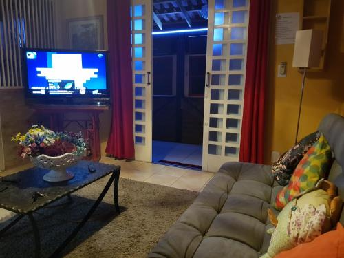Televisyen dan/atau pusat hiburan di Pousada Kolonisten Haus