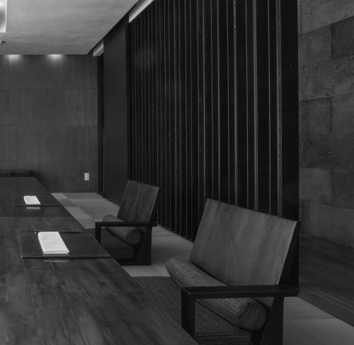 a conference room with two chairs and a table at Zaborin in Kutchan