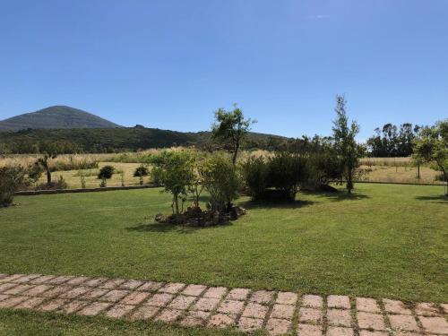 a field of grass with trees and a mountain in the background at Villa Arzilla Sardegna in Alghero