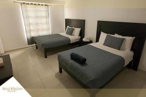 Cama o camas de una habitación en Hotel Y Suites Axolotl