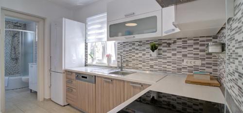 Kuchyň nebo kuchyňský kout v ubytování Apartman Luka