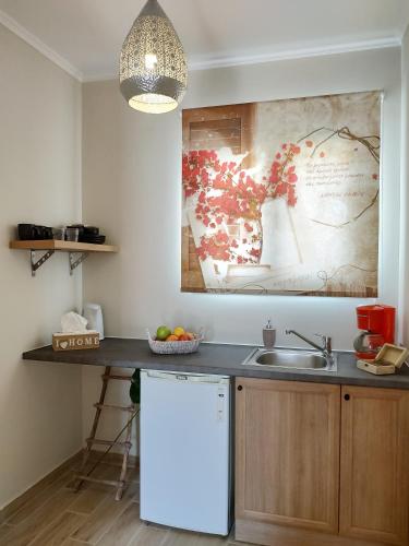 a kitchen with a sink and a counter top at Lilly Apartments in Athens