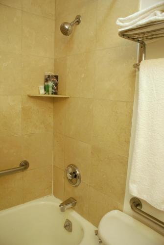 a bathroom with a shower and a tub and a toilet at The Mosser Hotel in San Francisco