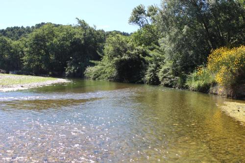 a river with trees on the side of it at la verdale in Séguret