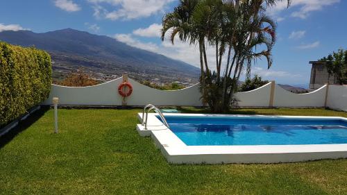 una piscina en un patio con una palmera en Vivienda vacacional Elisa, en El Paso