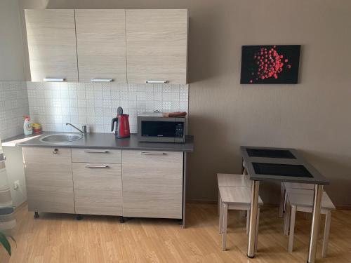 a kitchen with a sink and a counter top at Rocca Apartments in Tallinn