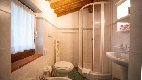 a small bathroom with a toilet and a sink at Poggio Al Palio in San Lorenzo a Merse