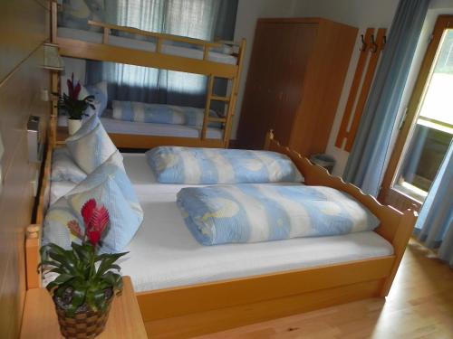a bedroom with two bunk beds and a potted plant at Schwaighof in Oberau