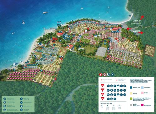 a map of a resort next to the ocean at Mobile Home Cinzia in Pula