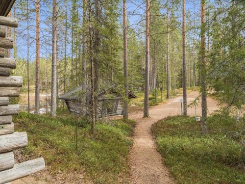 a dirt road leading to a cabin in the woods at Holiday Home Tievatupa 1- isompi by Interhome in Ylläsjärvi