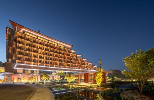 a rendering of a hotel at night at Lankaran Springs Wellness Resort in Lankaran