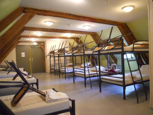 a group of bunk beds in a room at Auberge de jeunesse-La Hulotte in Montreuil-sur-Mer