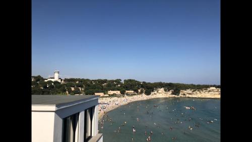 - une vue sur la plage depuis le balcon du complexe dans l'établissement Studio « Les pieds dans l’eau », à Martigues