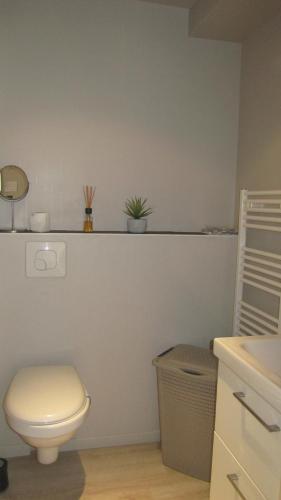 een badkamer met een wit toilet en een wastafel bij Studio Flow Libourne in Libourne