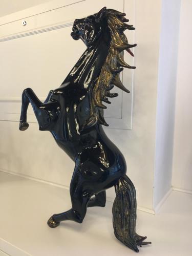 a black statue of a horse standing on its hind legs at Ca' Bonfadini Historic Experience in Venice
