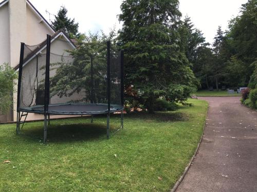 a trampoline in the grass in a yard at Le charme d'othe in Bellechaume