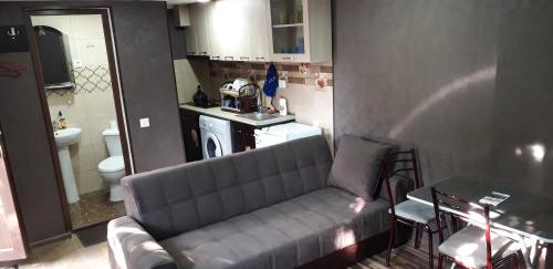 un soggiorno con divano e cucina di KAPANA a Mtskheta