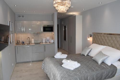 Posteľ alebo postele v izbe v ubytovaní Apartament Silence Triventi Cristal