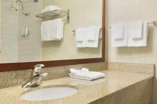 Koupelna v ubytování Ramada by Wyndham Belleville Harbourview Conference Center