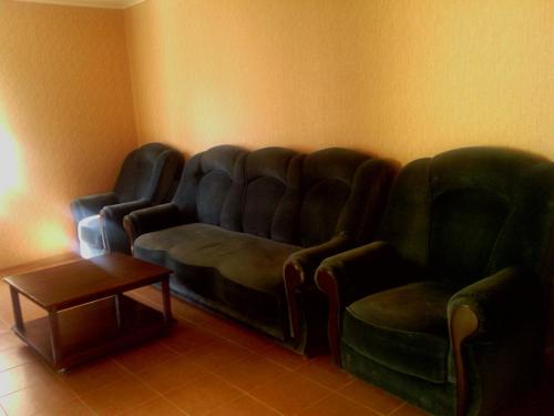 a living room with a green couch and a table at Nirvana Resort in Sevan