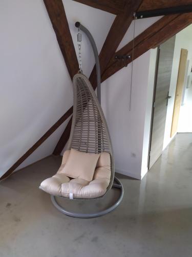 a hanging chair with a pillow in a room at La Grande Terrine - Gîtes Les Potiers in Kaysersberg