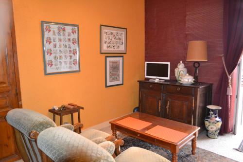 un salon avec un canapé et une télévision dans l'établissement Quimper Centre, à Quimper