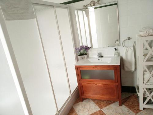 コニル・デ・ラ・フロンテーラにあるApartamento Anita Conilのバスルーム(洗面台、鏡付)