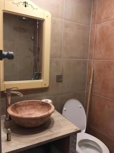 y baño con lavabo y aseo. en CHARMANT STUDIO, en Capestang