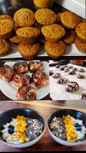 a collage of pictures of different types of donuts at Mbizi Bush Lodge in Grietjie Nature Reserve