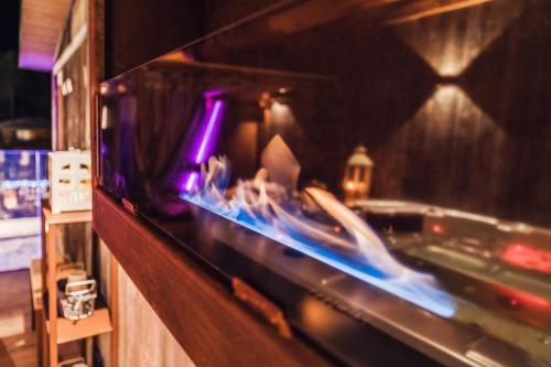 a close up of a toaster oven in a room at Hotel Folgarida in Folgarida