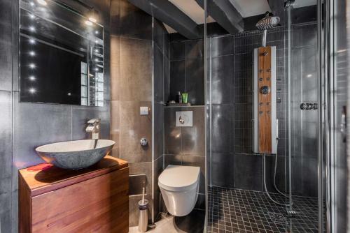 a bathroom with a sink and a toilet and a shower at CosyCocoon in Paris