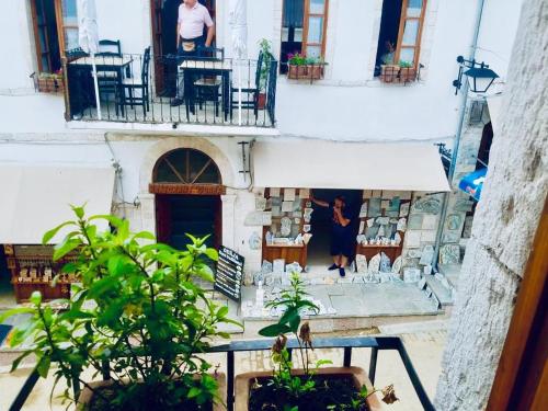 a view from the balcony of a building at Grey Stone in Gjirokastër