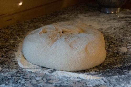 a ball of dough sitting on top of a counter at Le Rêve d'Aghon Chambres et Restaurant in Bagnères-de-Bigorre