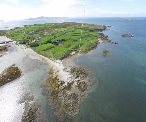 an aerial view of an island in the ocean at Heir Island House in Skibbereen