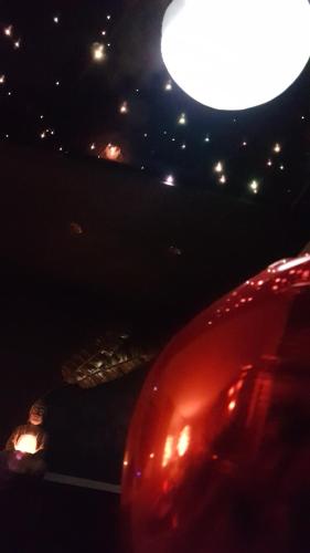 a person standing next to a car at night at Au clair de lune in Chavelot