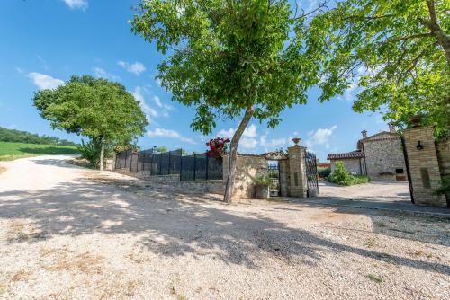 an empty road in front of a house with a tree at Todi Truffle in Todi