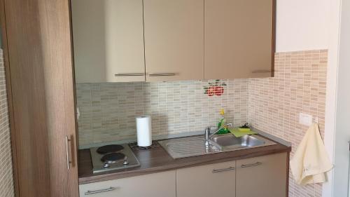 a kitchen with a sink and a counter top at Apartment Marina in Valun
