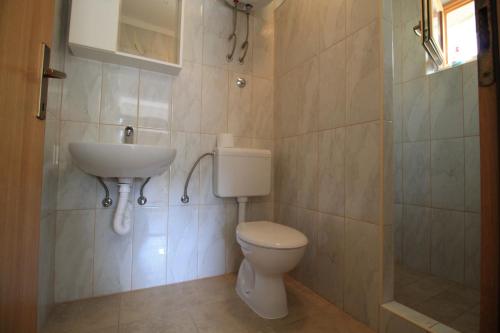 a bathroom with a toilet and a sink at Villa Hortus in Neum